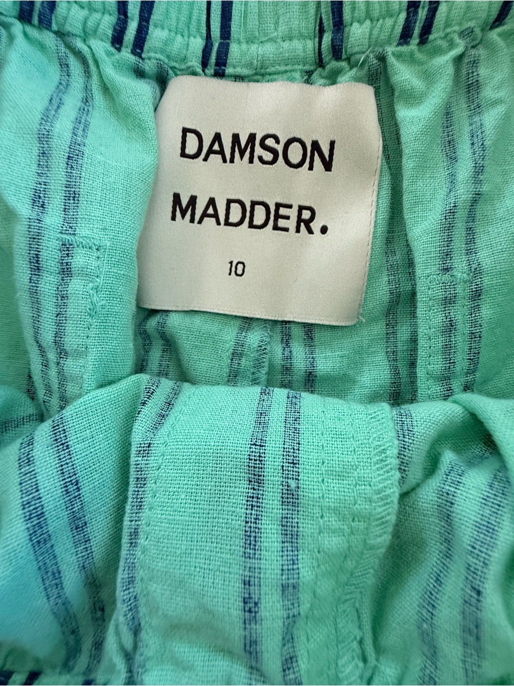 Damson Madder Cotton Linen Sydney Coastal Cargo Pants Mint Stripe UK 10 US 6 - Picture 12 of 13